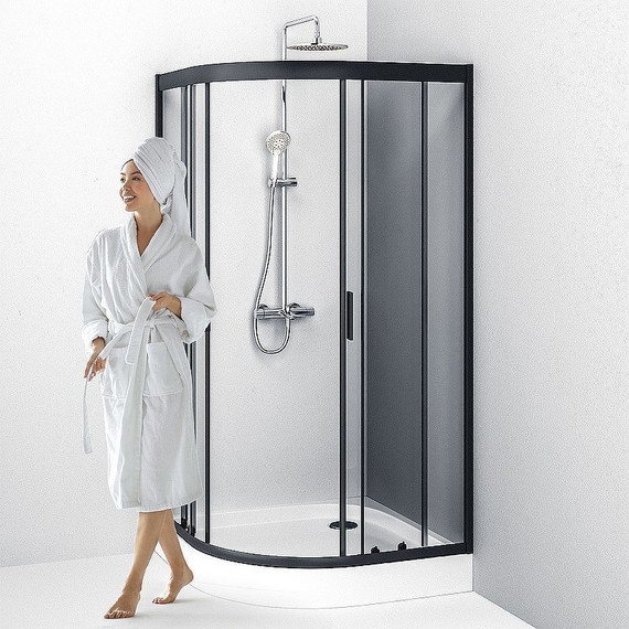 Душевое ограждение Am.Pm Gem 100x100 см W90G-401-100BT, чёрный/прозрачное - 6 Душевое ограждение Am.Pm Gem 100x100 см W90G-401-100BT, чёрный/прозрачное фото 6