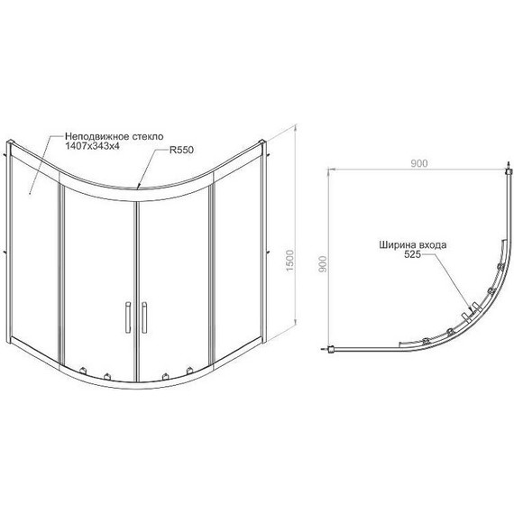 Душевое ограждение Am.Pm Gem 90х90 см W90G-401A090BT, чёрный/прозрачное фото 11