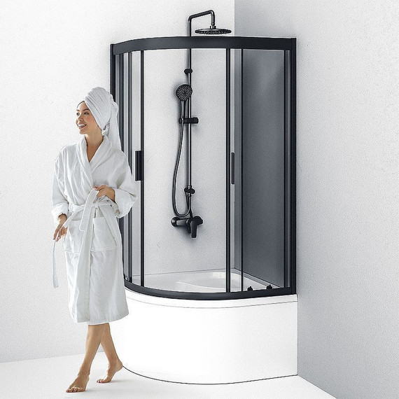 Душевое ограждение Am.Pm Gem 90х90 см W90G-401A090BT, чёрный/прозрачное фото 6