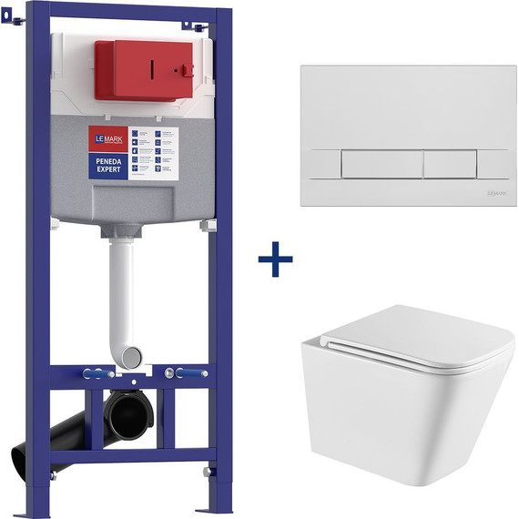 Инсталляция Lemark Peneda Expert с подвесным безободковым унитазом Florex Торнадо 100121423, кнопка хром глянцевая (Система смыва торнадо) фото 2