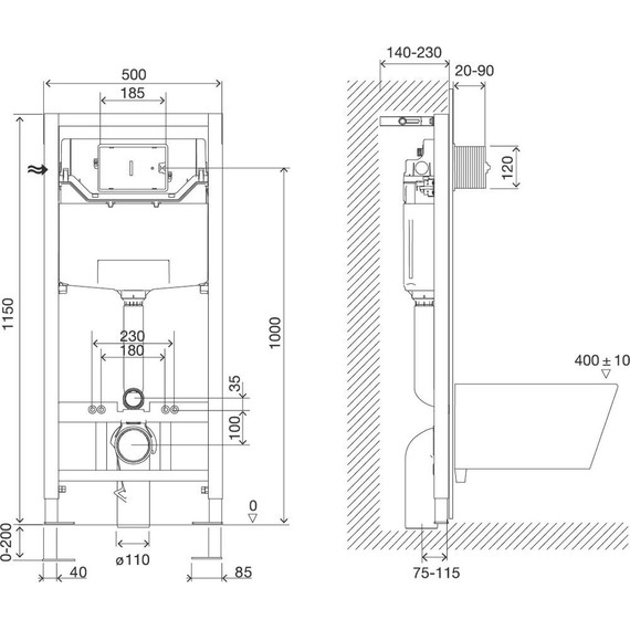 Инсталляция Lemark Peneda Expert с подвесным безободковым унитазом Florex Торнадо 100121423, кнопка хром глянцевая (Система смыва торнадо) фото 9