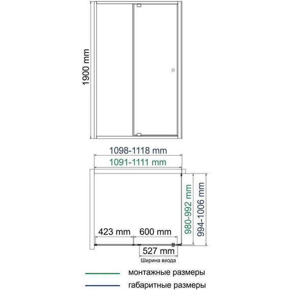 Душевое ограждение WasserKraft Aula 110x100 см 11P16, хром/прозрачное фото 3