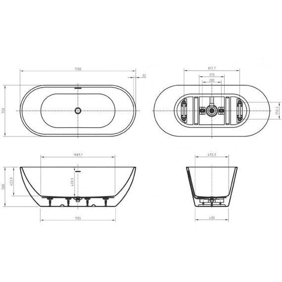 Ванна отдельностоящая BelBagno 170x75 см BB701-1700-750-K, Размер - мм: 1700х750 - 8 Ванна отдельностоящая BelBagno 170x75 см BB701-1700-750-K, Размер - мм: 1700х750 фото 8