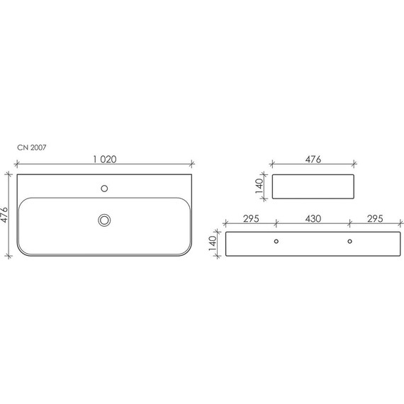 Раковина подвесная ceramicanova Aura 102 см CN2007 фото 6