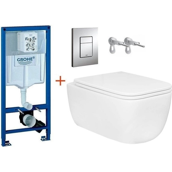 Инсталляция с подвесным унитазом комплект: Grohe Rapid SL 38772001 с подвесным безободковым унитазом Azario Flavia AZ-0076-UQ1 сиденье микролифт, крепление, кнопка смыва хром (Система смыва торнадо) - 3 Инсталляция с подвесным унитазом комплект: Grohe Rapid SL 38772001 с подвесным безободковым унитазом Azario Flavia AZ-0076-UQ1 сиденье микролифт, крепление, кнопка смыва хром (Система смыва торнадо) фото 3