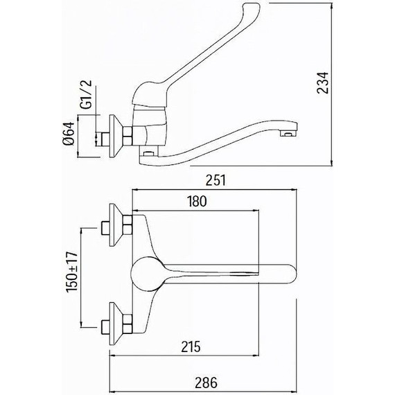Смеситель для ванны Creavit Home HM1106 для людей с ограниченными возможностями фото 2