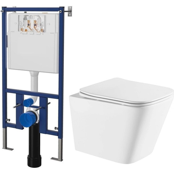 Инсталляция с подвесным унитазом комплект: Loranto 4501 с подвесным безободковым унитазом Azario Teramo AZ-0052-UQ сиденье микролифт (Система смыва торнадо) фото 2