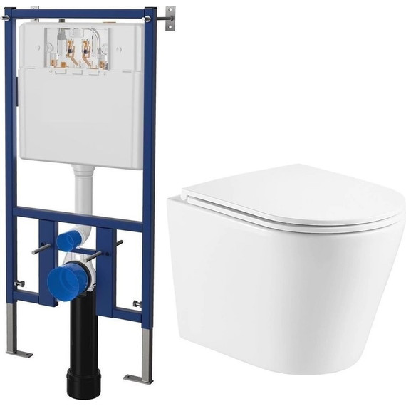 Инсталляция с подвесным унитазом комплект: Loranto 4501 с подвесным безободковым унитазом Azario Teramo AZ-0053-UQ сиденье микролифт (Система смыва торнадо) - 2 Инсталляция с подвесным унитазом комплект: Loranto 4501 с подвесным безободковым унитазом Azario Teramo AZ-0053-UQ сиденье микролифт (Система смыва торнадо) фото 2