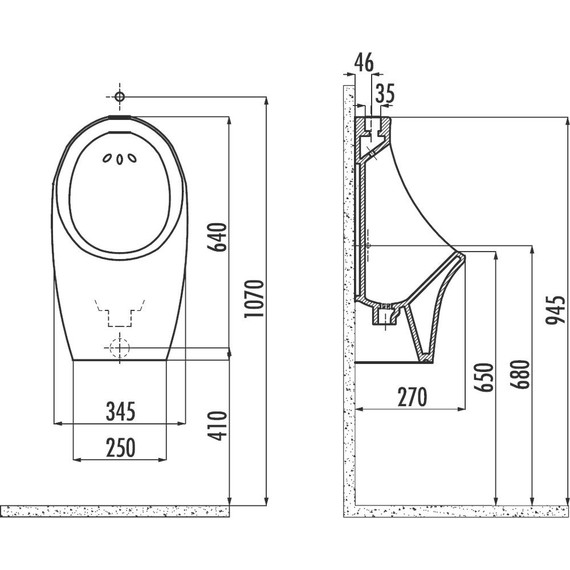 Писсуар подвесной Creavit TP611 (из стены подводка) фото 3