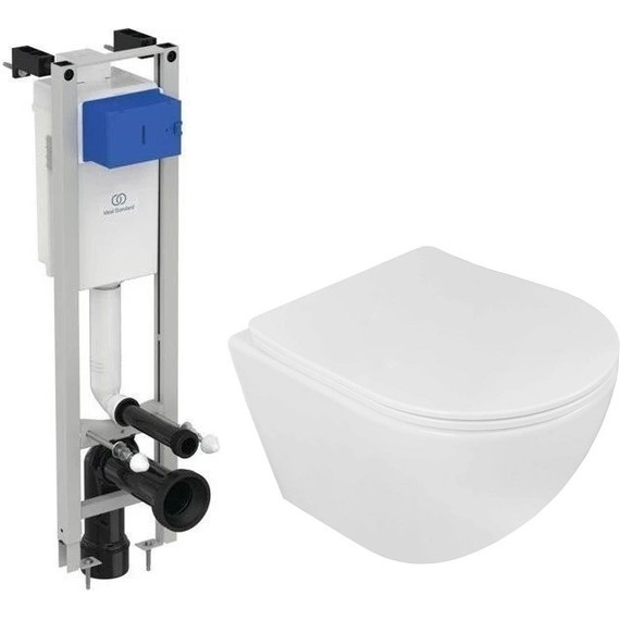 Инсталляция с подвесным унитазом комплект: Ideal Standard Prosys Eco Frame M E233267 с подвесным безободковым унитазом Loranto Ester 87265 сиденье микролифт, крепление (Система смыва торнадо) - 2 Инсталляция с подвесным унитазом комплект: Ideal Standard Prosys Eco Frame M E233267 с подвесным безободковым унитазом Loranto Ester 87265 сиденье микролифт, крепление (Система смыва торнадо) фото 2