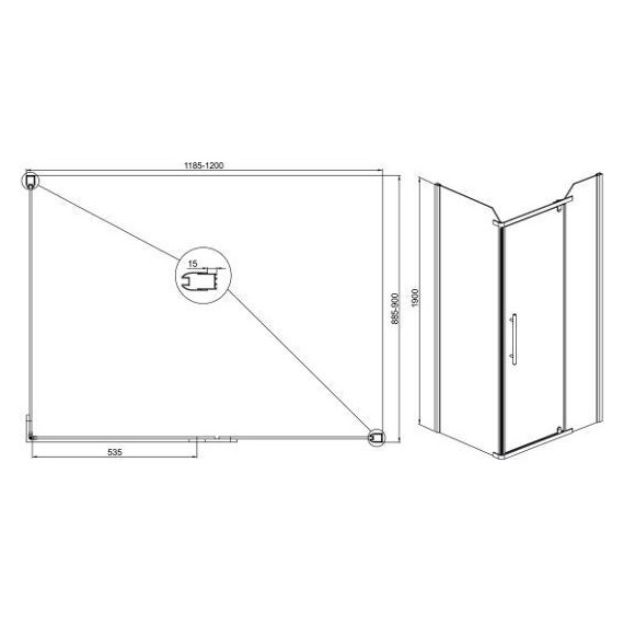 Душевое ограждение Sole Quadro 120х90 см, хром/прозрачное фото 2