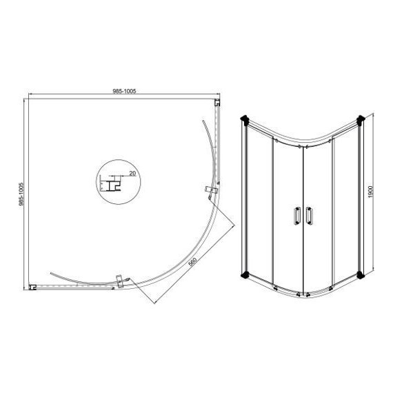 Душевое ограждение Sole Omega 100х100 см, хром/прозрачное фото 2