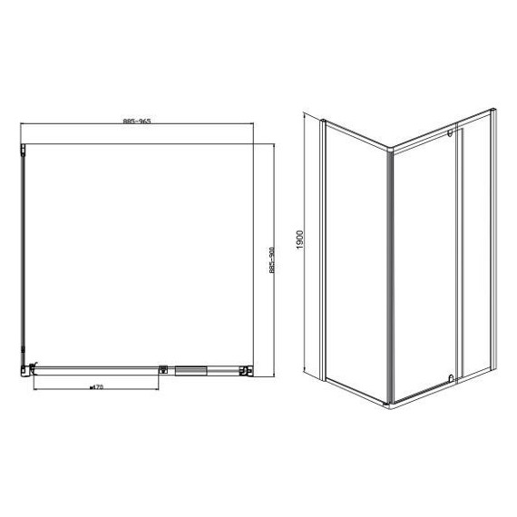 Душевое ограждение Sole Cube (90-100)х90 см, хром/прозрачное фото 2