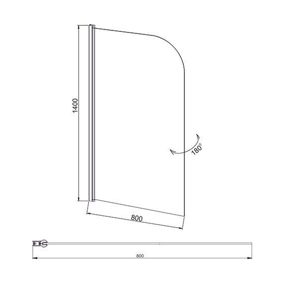 Шторка для ванны Mirsant Eco 1 80 см, хром/узор фото 2
