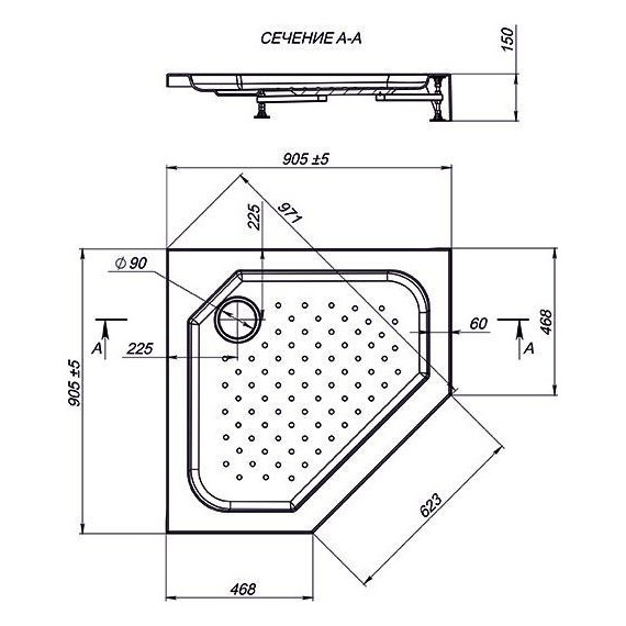 Поддон акриловый Nova Penta 90х90 см фото 3
