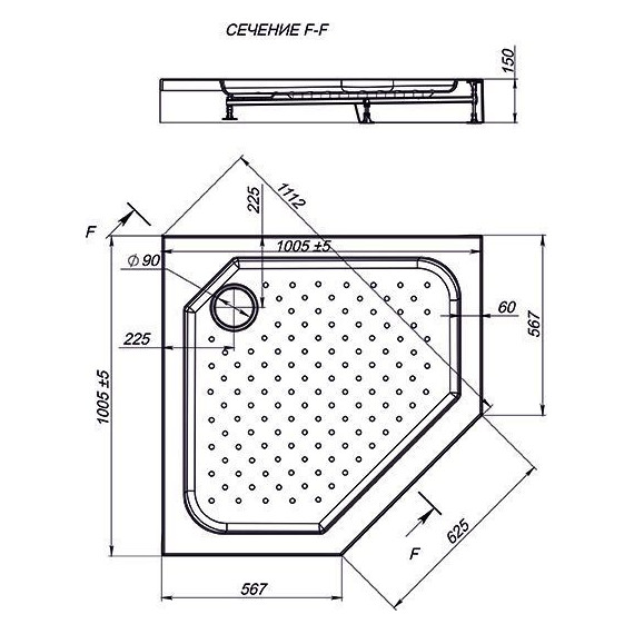 Поддон акриловый Nova Penta 100х100 см фото 3