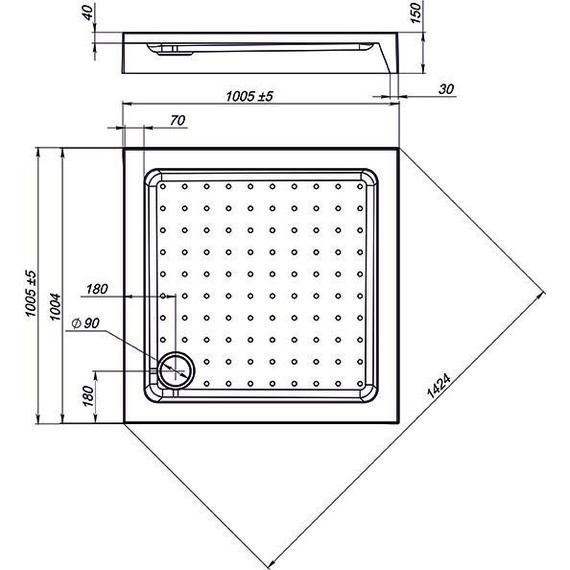 Поддон акриловый Nova Square 100х100 см фото 2