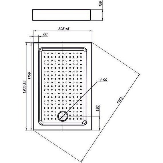 Поддон акриловый Nova Square 120х80 см - 2 Поддон акриловый Nova Square 120х80 см фото 2