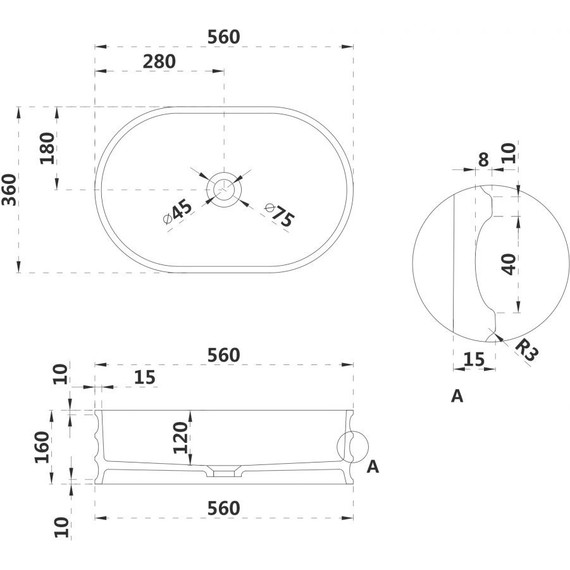 Раковина-чаша Abber Stein 56 см AS2650, белый матовый фото 6