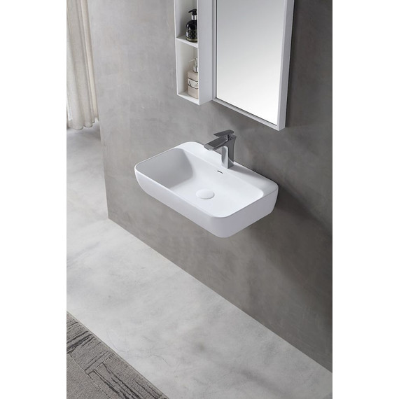 Раковина подвесная Abber Stein 60 см AS2654, белый матовый фото 2