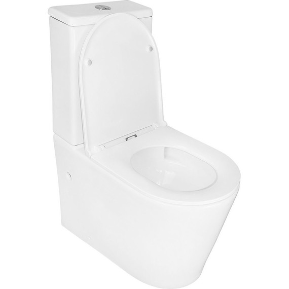 Унитаз-компакт безободковый Azario Conto AZ-T005BR с тонкой крышкой микролифт (Система смыва торнадо), Цвет производителя: белый - 3 Унитаз-компакт безободковый Azario Conto AZ-T005BR с тонкой крышкой микролифт (Система смыва торнадо), Цвет производителя: белый фото 3