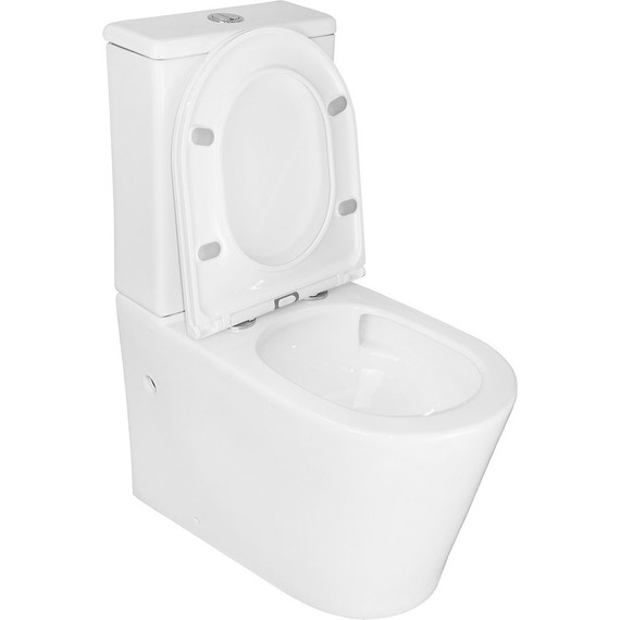 Унитаз-компакт безободковый Azario Conto AZ-T005BR с тонкой крышкой микролифт (Система смыва торнадо), Цвет производителя: белый - 4 Унитаз-компакт безободковый Azario Conto AZ-T005BR с тонкой крышкой микролифт (Система смыва торнадо), Цвет производителя: белый фото 4