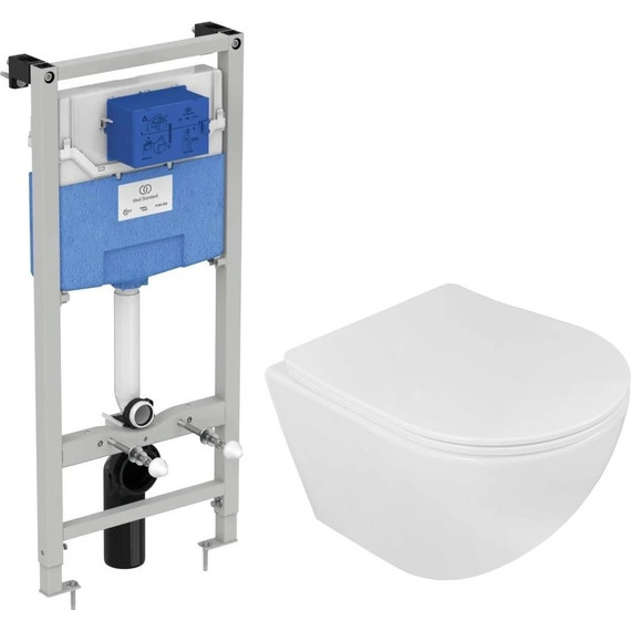 Инсталляция с подвесным унитазом комплект: Ideal Standard Prosys Frame 120 M R020467 с подвесным безободковым унитазом Loranto Ester 87265 сиденье микролифт, крепление (Система смыва торнадо) - 2 Инсталляция с подвесным унитазом комплект: Ideal Standard Prosys Frame 120 M R020467 с подвесным безободковым унитазом Loranto Ester 87265 сиденье микролифт, крепление (Система смыва торнадо) фото 2