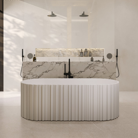 Ванна отдельностоящая Abber Stein 170x75 см AS9653, белый матовый фото 