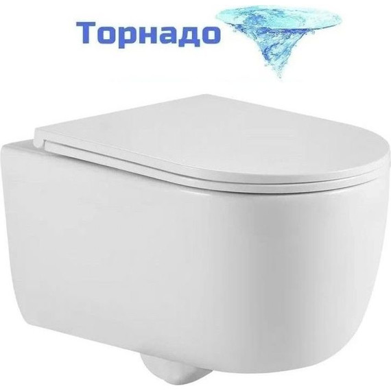 Унитаз подвесной Berges Wasserhaus Tornas Rimless 082137 с крышкой микролифт (Система смыва торнадо) фото 