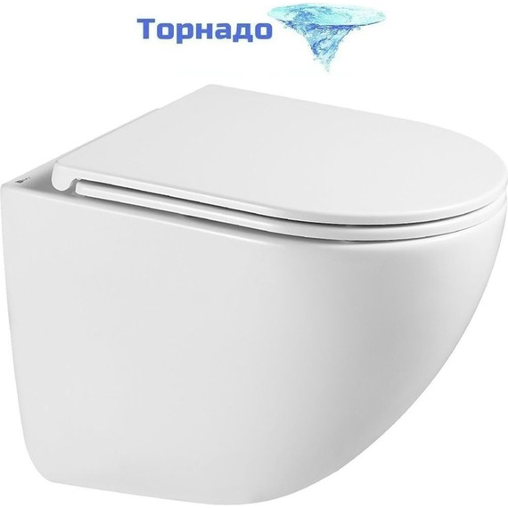 Унитаз подвесной безободковый Lemark Glazer 9614003 с крышкой микролифт (Система смыва торнадо) фото 