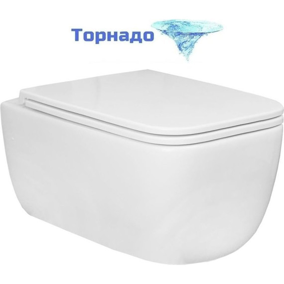 Унитаз подвесной безободковый Azario Flavia AZ-0076-UQ1 с крышкой микролифт (Система смыва торнадо) фото 