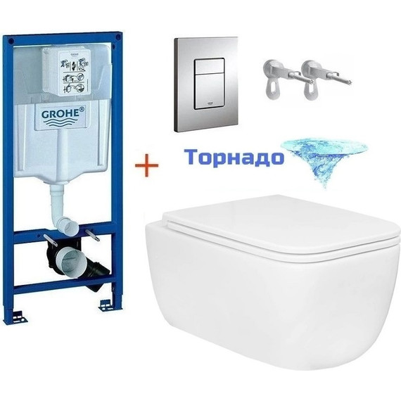 Инсталляция с подвесным унитазом комплект: Grohe Rapid SL 38772001 с подвесным безободковым унитазом Azario Flavia AZ-0076-UQ1 сиденье микролифт, крепление, кнопка смыва хром (Система смыва торнадо) - 2 Инсталляция с подвесным унитазом комплект: Grohe Rapid SL 38772001 с подвесным безободковым унитазом Azario Flavia AZ-0076-UQ1 сиденье микролифт, крепление, кнопка смыва хром (Система смыва торнадо) фото 2