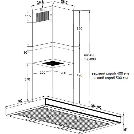 Вытяжка Korting KHC 6737 XGN (чёрное стекло) фото 3