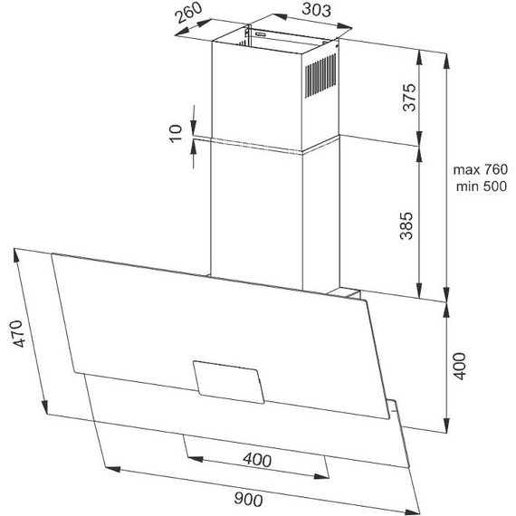 Вытяжка Korting KHC 96373 BXGN (чёрное стекло) фото 4