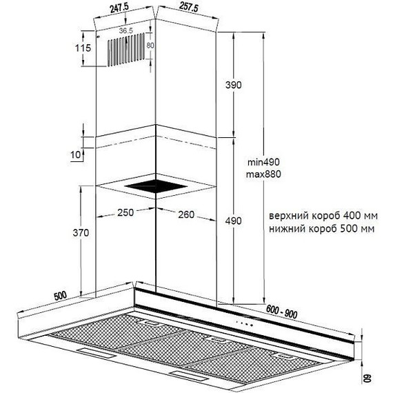 Вытяжка Korting KHC 9737 XGN (чёрное стекло) фото 3