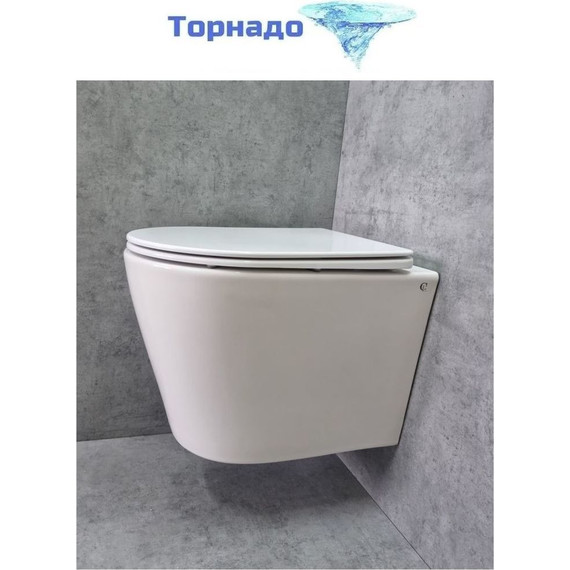 Унитаз подвесной CeramaLux Rimless TR5178 с крышкой микролифт (Система смыва торнадо), Цвет производителя: белый - 4 Унитаз подвесной CeramaLux Rimless TR5178 с крышкой микролифт (Система смыва торнадо), Цвет производителя: белый фото 4