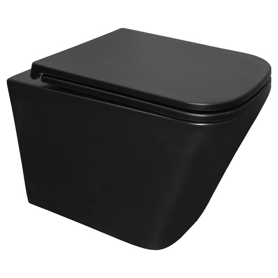 Унитаз подвесной безободковый Azario Teramo AZ-0052-UQ3MB с крышкой микролифт (система смыва Торнадо) чёрный матовый, Цвет производителя: чёрный матовый фото 2