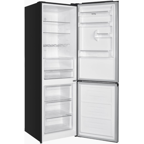 Двухкамерный холодильник Korting KNFC 62980 GN (чёрное стекло) фото 2