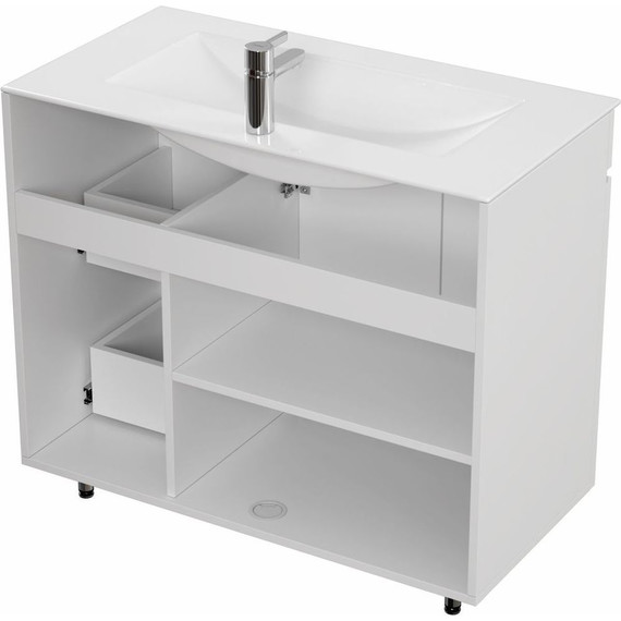 Тумба напольная с раковиной Mirsant Next 90 см (раковина Квадро 90) белый - 4 Тумба напольная с раковиной Mirsant Next 90 см (раковина Квадро 90) белый фото 4