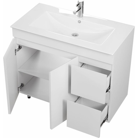 Тумба напольная с раковиной Mirsant Next 90 см (раковина Квадро 90) белый - 5 Тумба напольная с раковиной Mirsant Next 90 см (раковина Квадро 90) белый фото 5