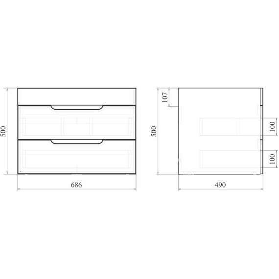 Тумба подвесная с раковиной Mirsant Soho Quadro 70 см (раковина Deep 70) фото 6