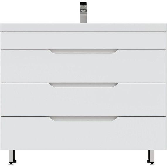 Тумба напольная с раковиной Mirsant Soho quadro 90 см (раковина Deep 90) белый фото 3