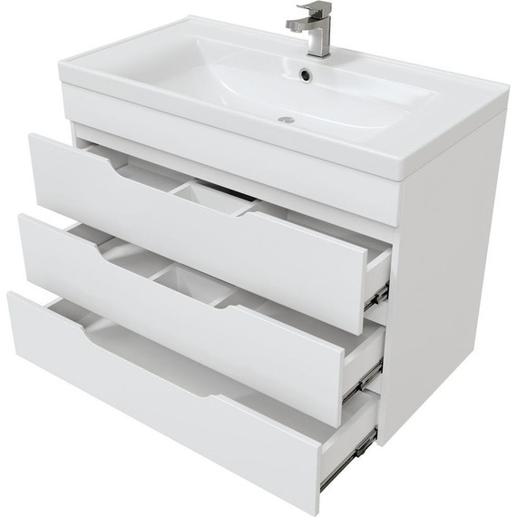 Тумба напольная с раковиной Mirsant Soho quadro 90 см (раковина Deep 90) белый фото 4