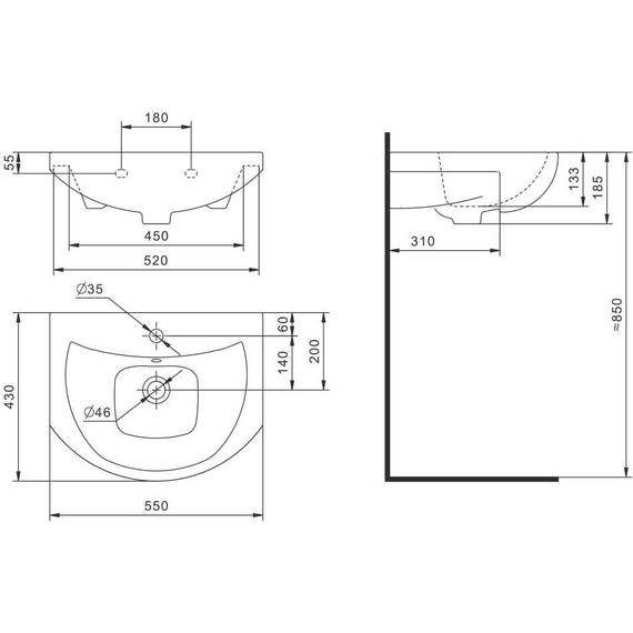 Тумба напольная с раковиной Mirsant Grace 55 см с раковиной Балтика 55, дуб белый (тумба идёт в разобранном виде) фото 8