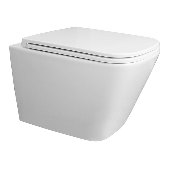 Унитаз подвесной безободковый Azario Teramo AZ-0052-UQ3 с крышкой микролифт (Система смыва торнадо), Цвет производителя: белый фото 2