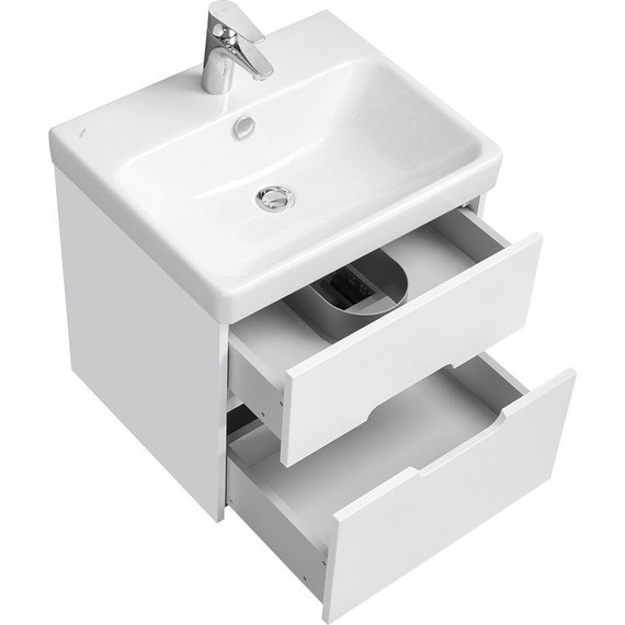 Тумба подвесная с раковиной Акватон Оливия 55 см 1A254201OL010, белый матовый фото 4