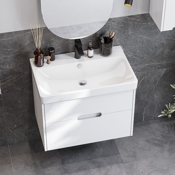 Тумба подвесная с раковиной Акватон Оливия 70 см 1A254301OL010, белый матовый - 6 Тумба подвесная с раковиной Акватон Оливия 70 см 1A254301OL010, белый матовый фото 6