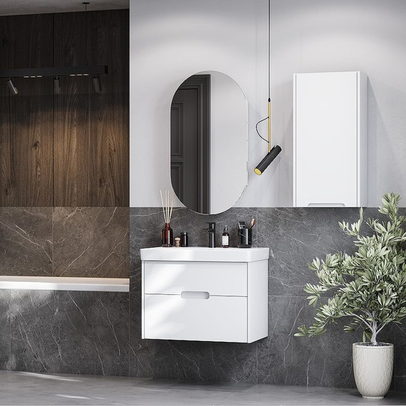 Тумба подвесная с раковиной Акватон Оливия 70 см 1A254301OL010, белый матовый - 7 Тумба подвесная с раковиной Акватон Оливия 70 см 1A254301OL010, белый матовый фото 7