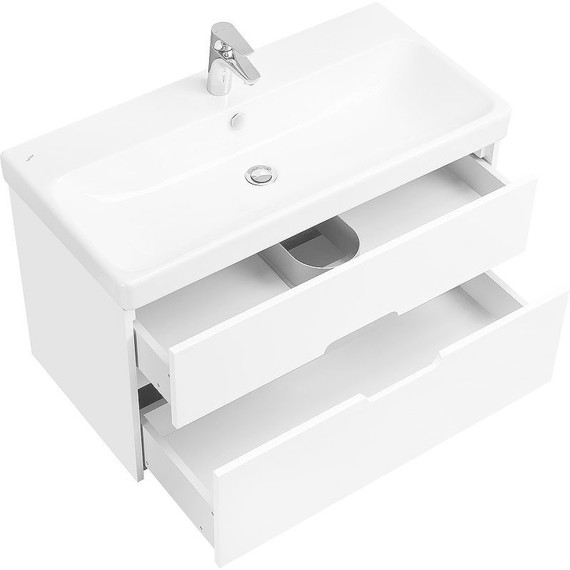 Тумба подвесная с раковиной Акватон Оливия 90 см 1A254401OL010, белый матовый фото 4