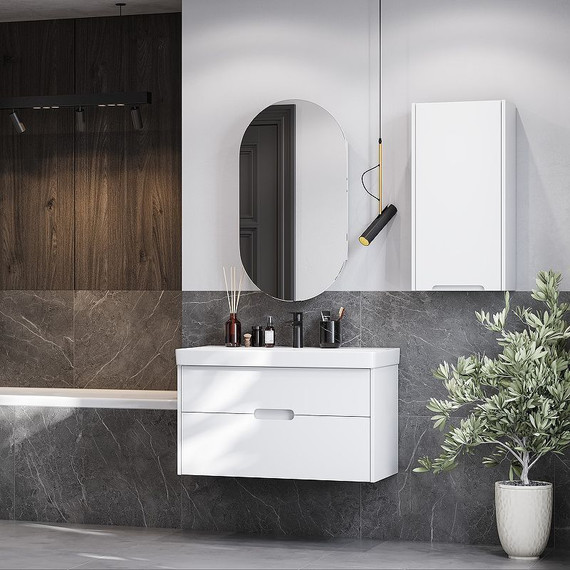 Тумба подвесная с раковиной Акватон Оливия 90 см 1A254401OL010, белый матовый фото 7